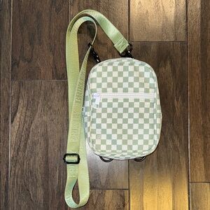 Brixley Checkered Crossbody Bag in Sage Green and White like new Mint Condition